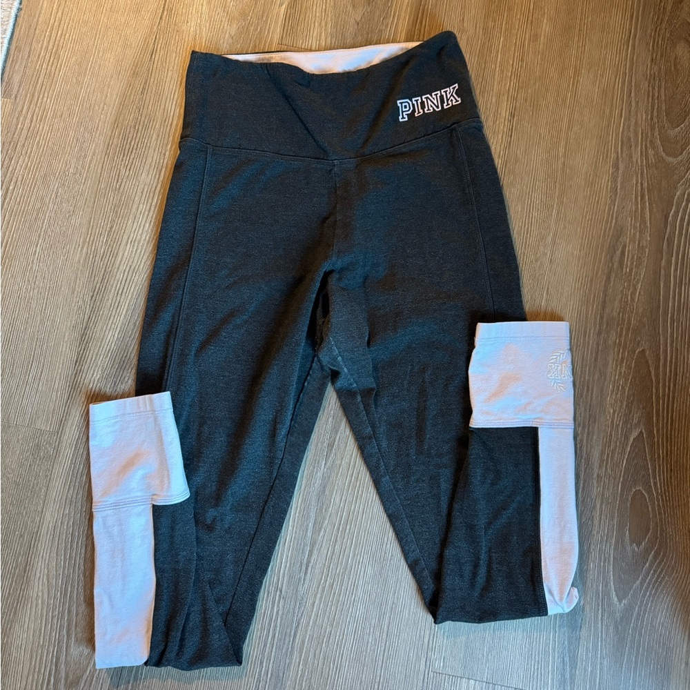 PINK Victoria's Secret Charcoal Grey and Light Purple Leggings